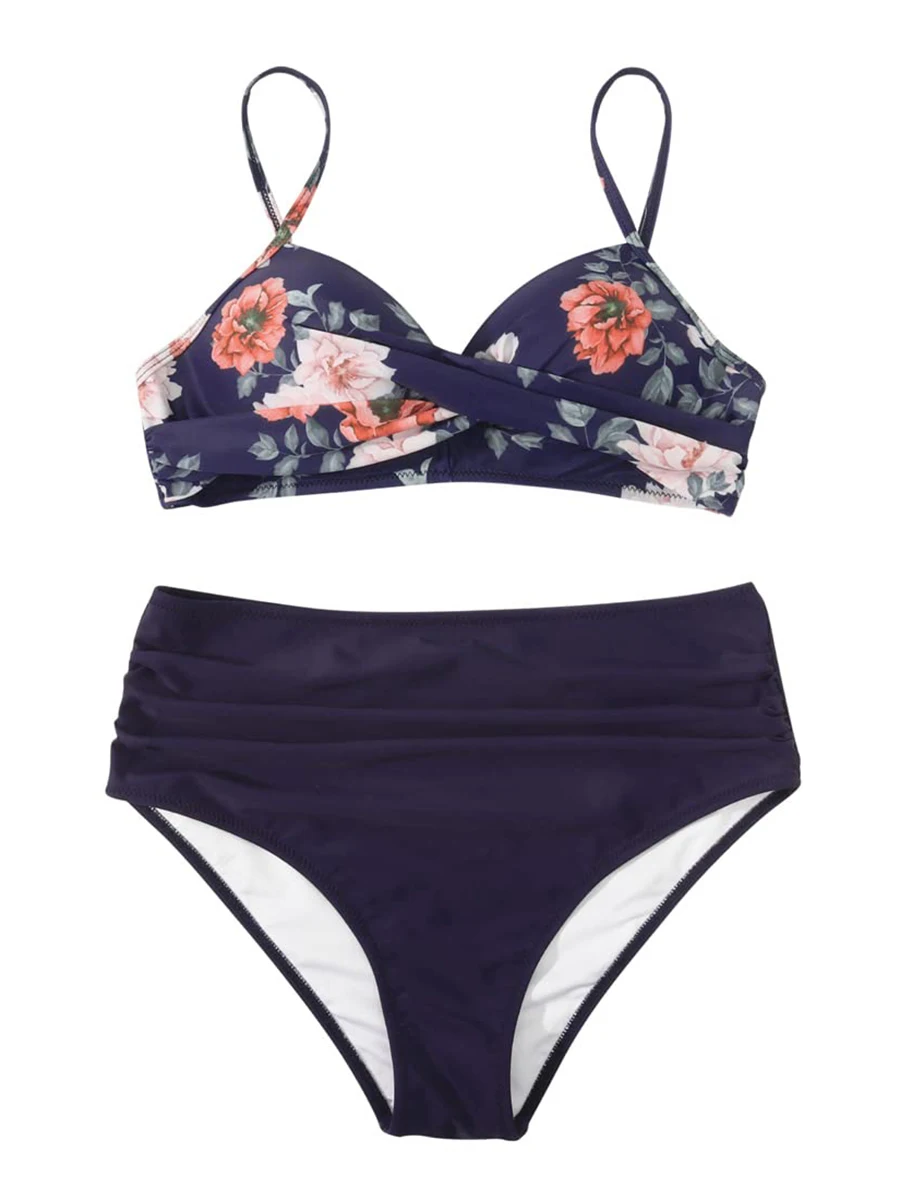 2025 Bikinis à volants croisés femmes maillots de bain imprimer Sexy taille haute maillot de bain femme maillots de bain baigneurs maillot de bain