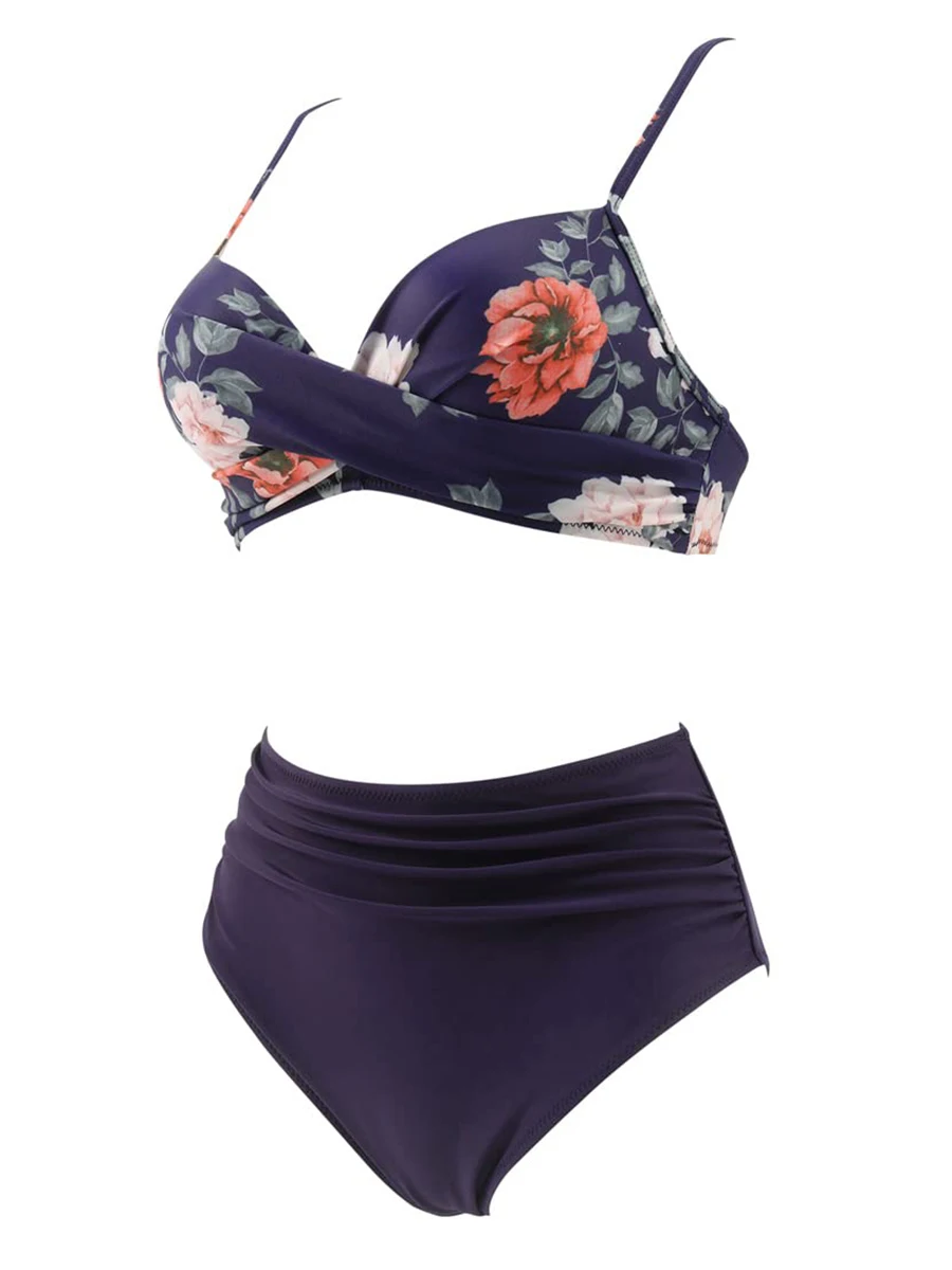 2025 Bikinis à volants croisés femmes maillots de bain imprimer Sexy taille haute maillot de bain femme maillots de bain baigneurs maillot de bain