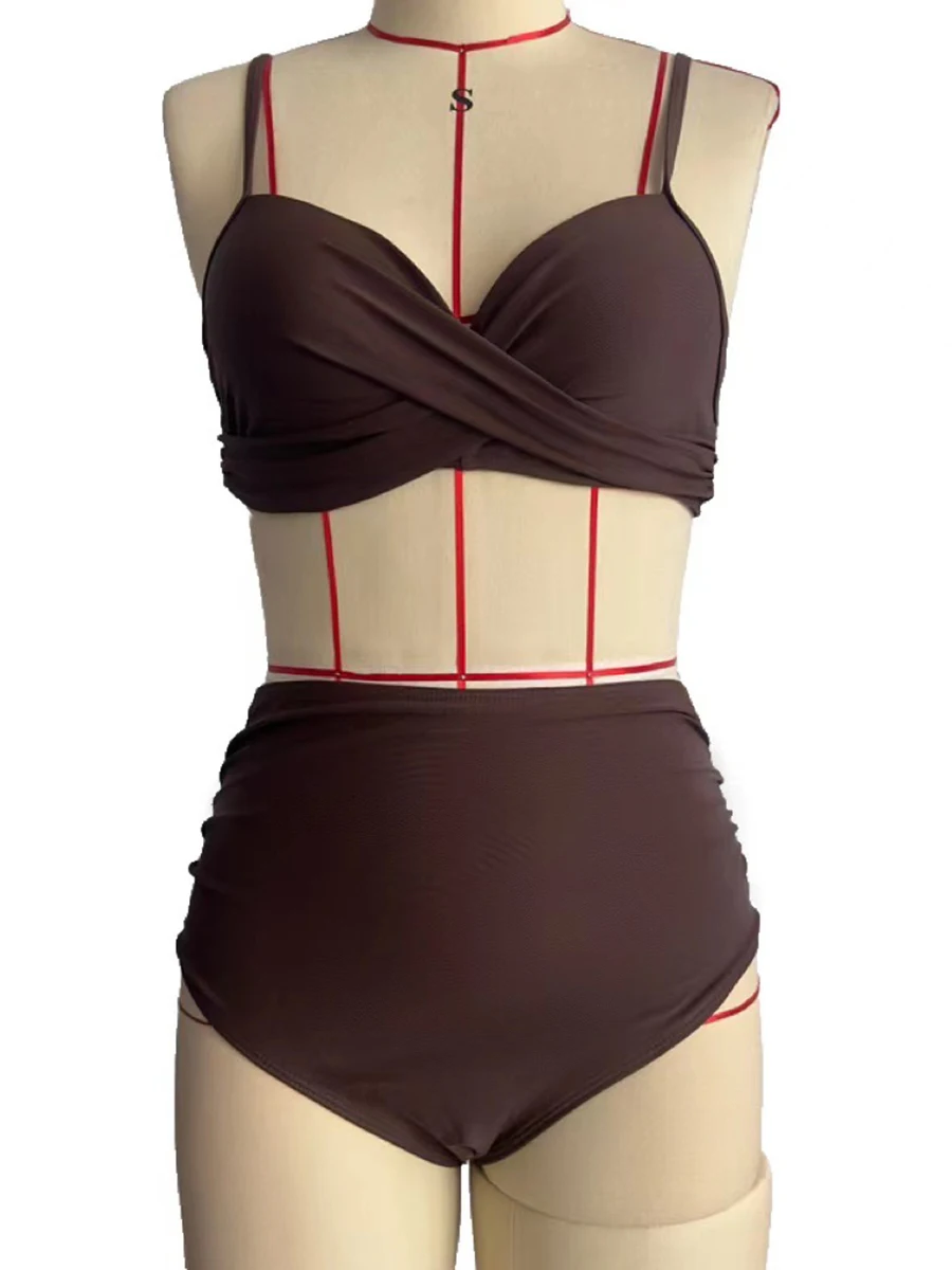 2025 Bikinis à volants croisés femmes maillots de bain imprimer Sexy taille haute maillot de bain femme maillots de bain baigneurs maillot de bain