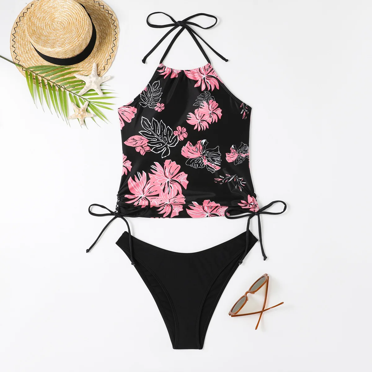 Maillot de bain femme noix de coco cordon côté licou cou Tankini ensemble vêtements de plage maillots de bain mignons mode maillot de bain fendu 2025 nouveau