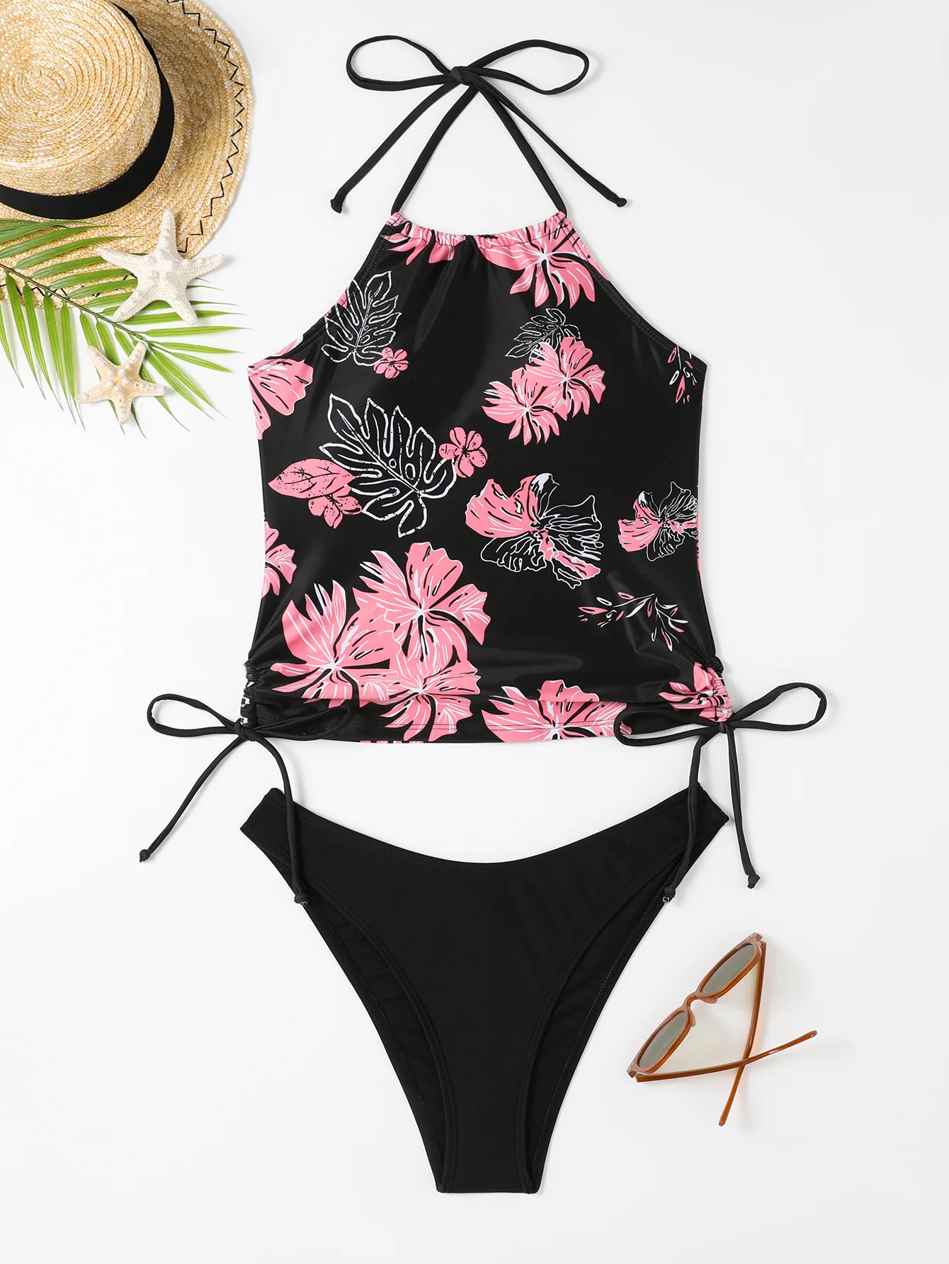 Maillot de bain femme noix de coco cordon côté licou cou Tankini ensemble vêtements de plage maillots de bain mignons mode maillot de bain fendu 2025 nouveau