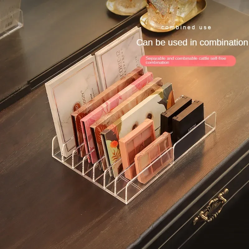 Organisateur de maquillage transparent à 7 compartiments pour palette de fard à paupières et cosmétiques, coiffeuse et boîte de rangement sur comptoir de salle de bain