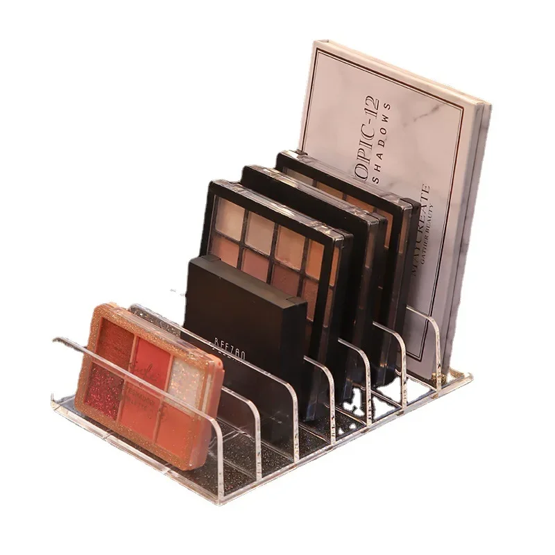 Organisateur de maquillage transparent à 7 compartiments pour palette de fard à paupières et cosmétiques, coiffeuse et boîte de rangement sur comptoir de salle de bain