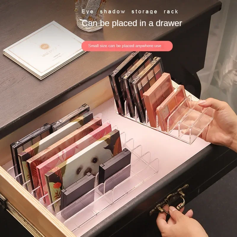 Organisateur de maquillage transparent à 7 compartiments pour palette de fard à paupières et cosmétiques, coiffeuse et boîte de rangement sur comptoir de salle de bain