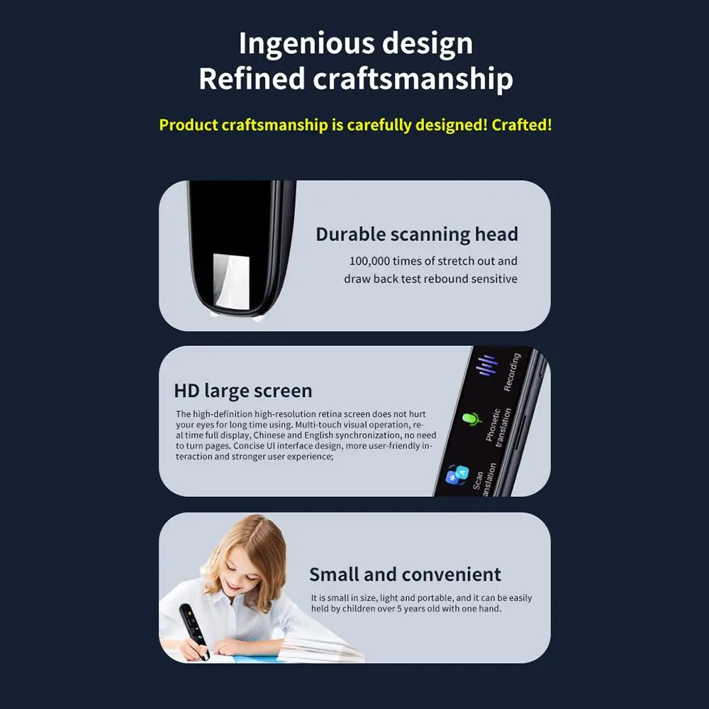 Mini stylo de lecture de numérisation portable, 112 langues, WiFi, EAU intelligent mobile, CampanVioce, dictionnaire, entreprise