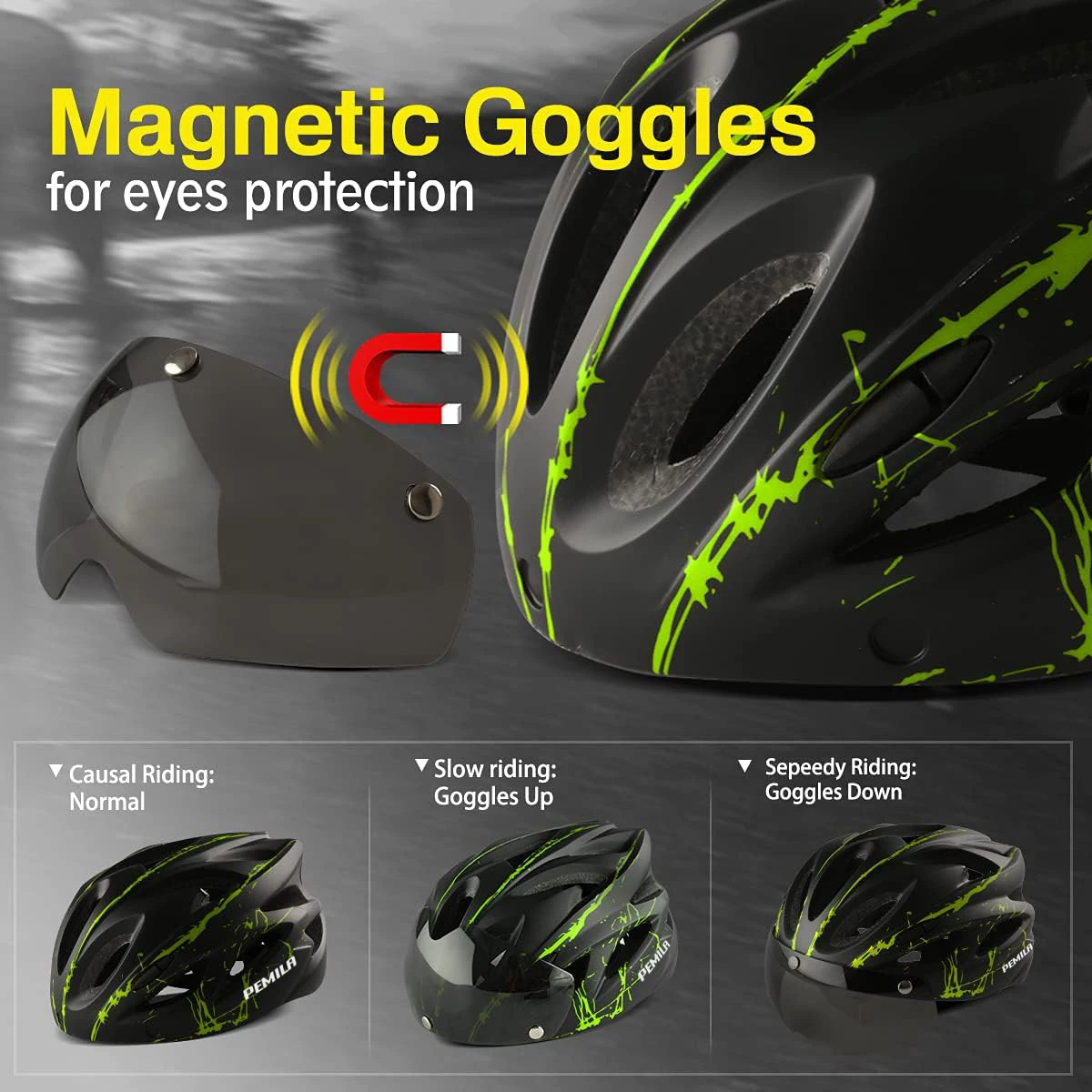 PEMILA-Casque de sécurité de cyclisme ultraléger, casque de vélo de moto en plein air, visière à lentille parfaite, route de montagne, casque de vélo VTT