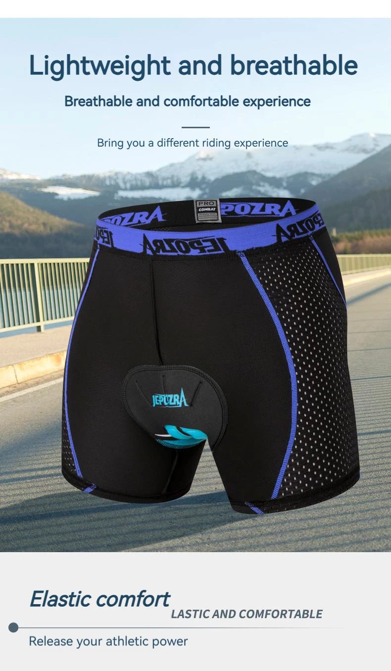 JEPOZRA-Short de cyclisme respirant pour homme, sous-vêtement de vélo 4D, culotte antichoc, VTT, vélo de route