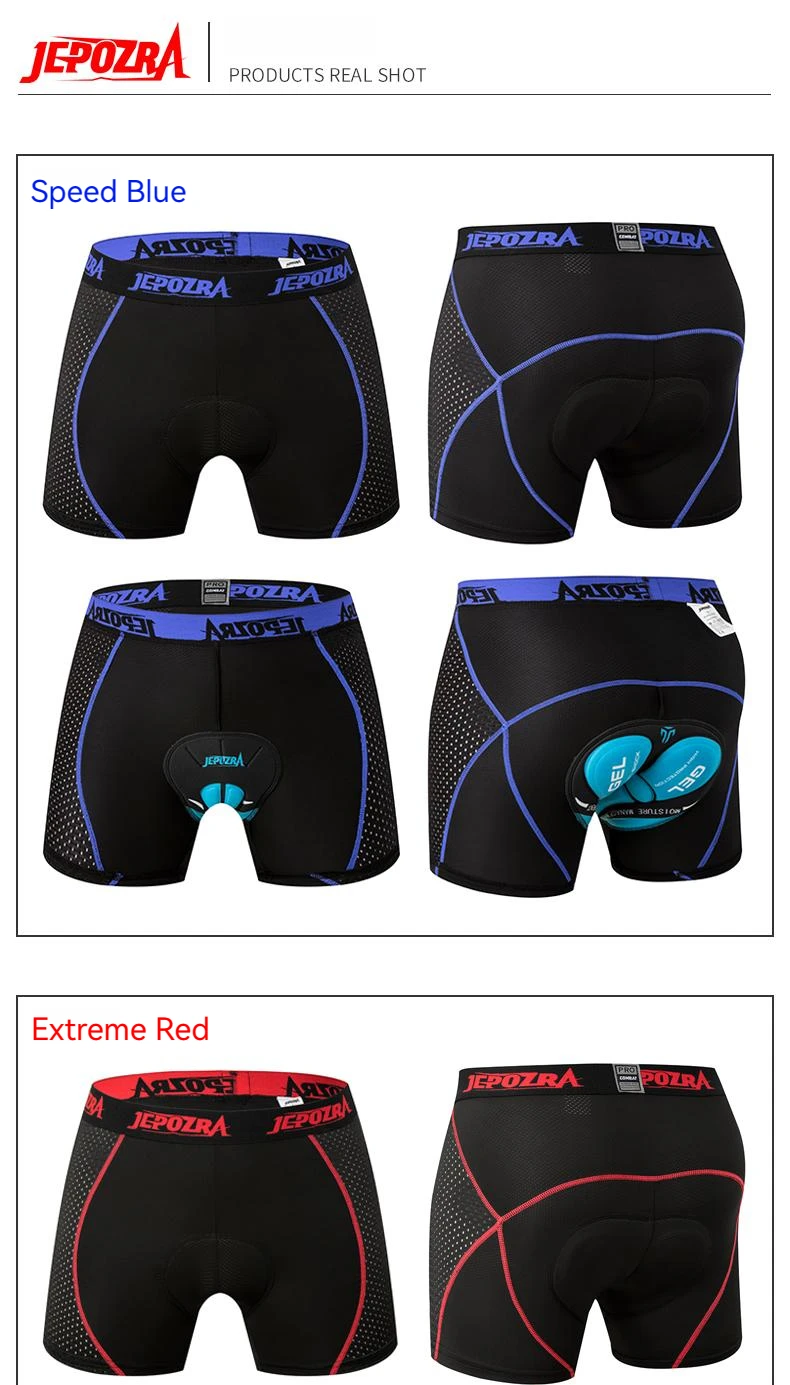 JEPOZRA-Short de cyclisme respirant pour homme, sous-vêtement de vélo 4D, culotte antichoc, VTT, vélo de route