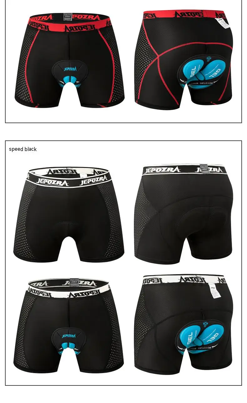JEPOZRA-Short de cyclisme respirant pour homme, sous-vêtement de vélo 4D, culotte antichoc, VTT, vélo de route