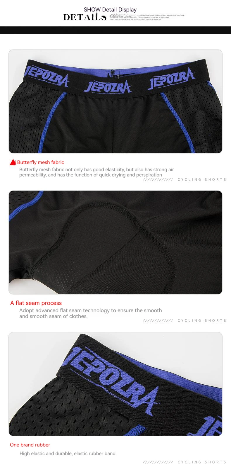 JEPOZRA-Short de cyclisme respirant pour homme, sous-vêtement de vélo 4D, culotte antichoc, VTT, vélo de route