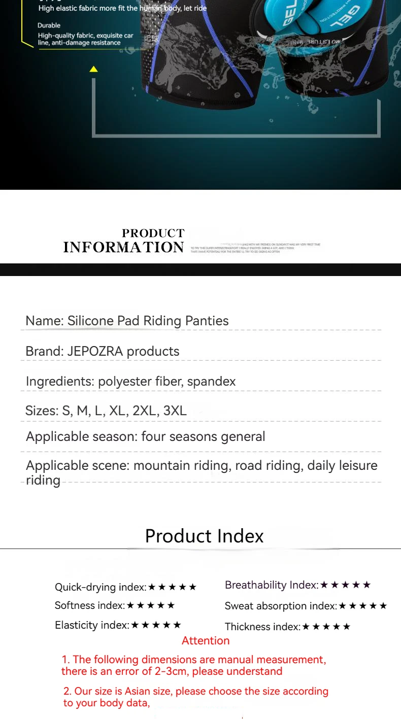 JEPOZRA-Short de cyclisme respirant pour homme, sous-vêtement de vélo 4D, culotte antichoc, VTT, vélo de route