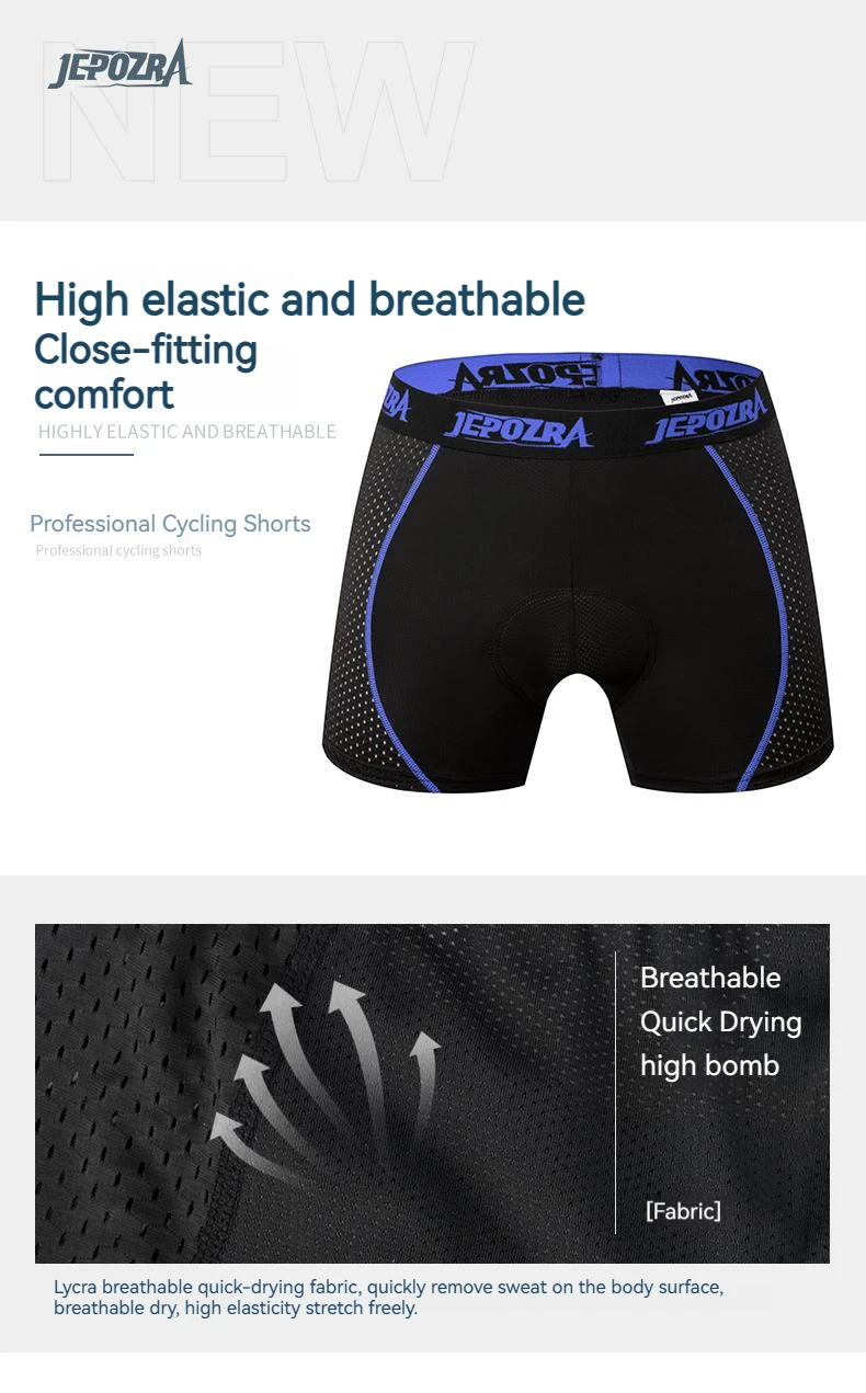 JEPOZRA-Short de cyclisme respirant pour homme, sous-vêtement de vélo 4D, culotte antichoc, VTT, vélo de route