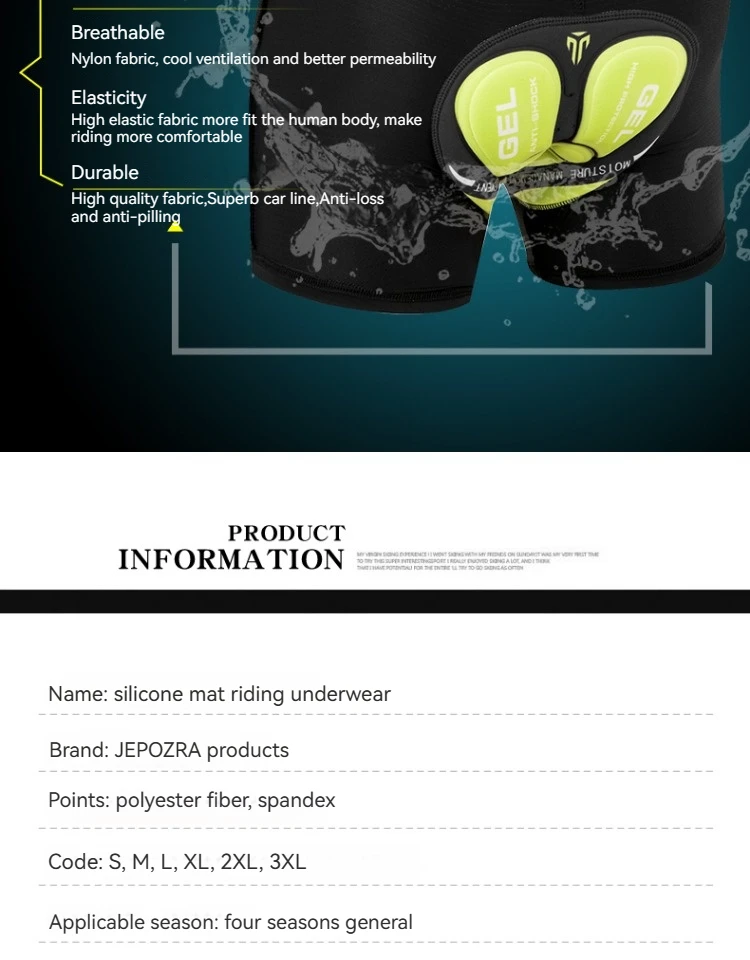 JEPOZRA Guitar Short de cyclisme pour homme, en maille respirante, avec coussin en gel 5D, antichoc, pour VTT