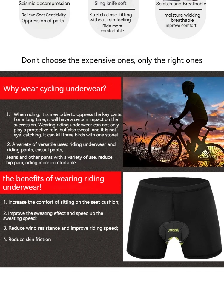 JEPOZRA Guitar Short de cyclisme pour homme, en maille respirante, avec coussin en gel 5D, antichoc, pour VTT