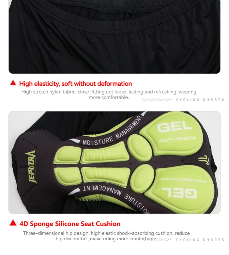 JEPOZRA Guitar Short de cyclisme pour homme, en maille respirante, avec coussin en gel 5D, antichoc, pour VTT