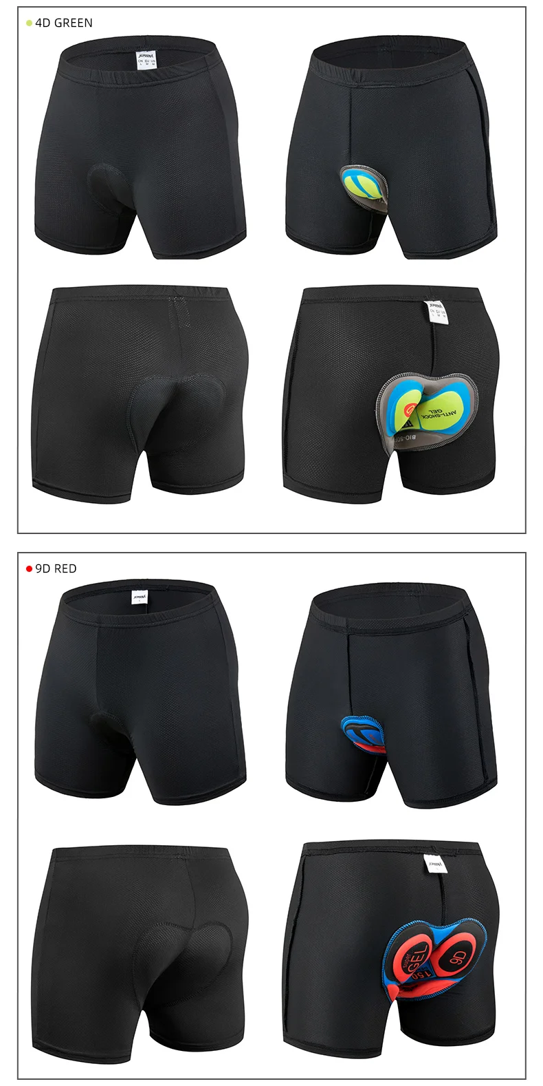 JEPOZRA Guitar Short de cyclisme pour homme, en maille respirante, avec coussin en gel 5D, antichoc, pour VTT