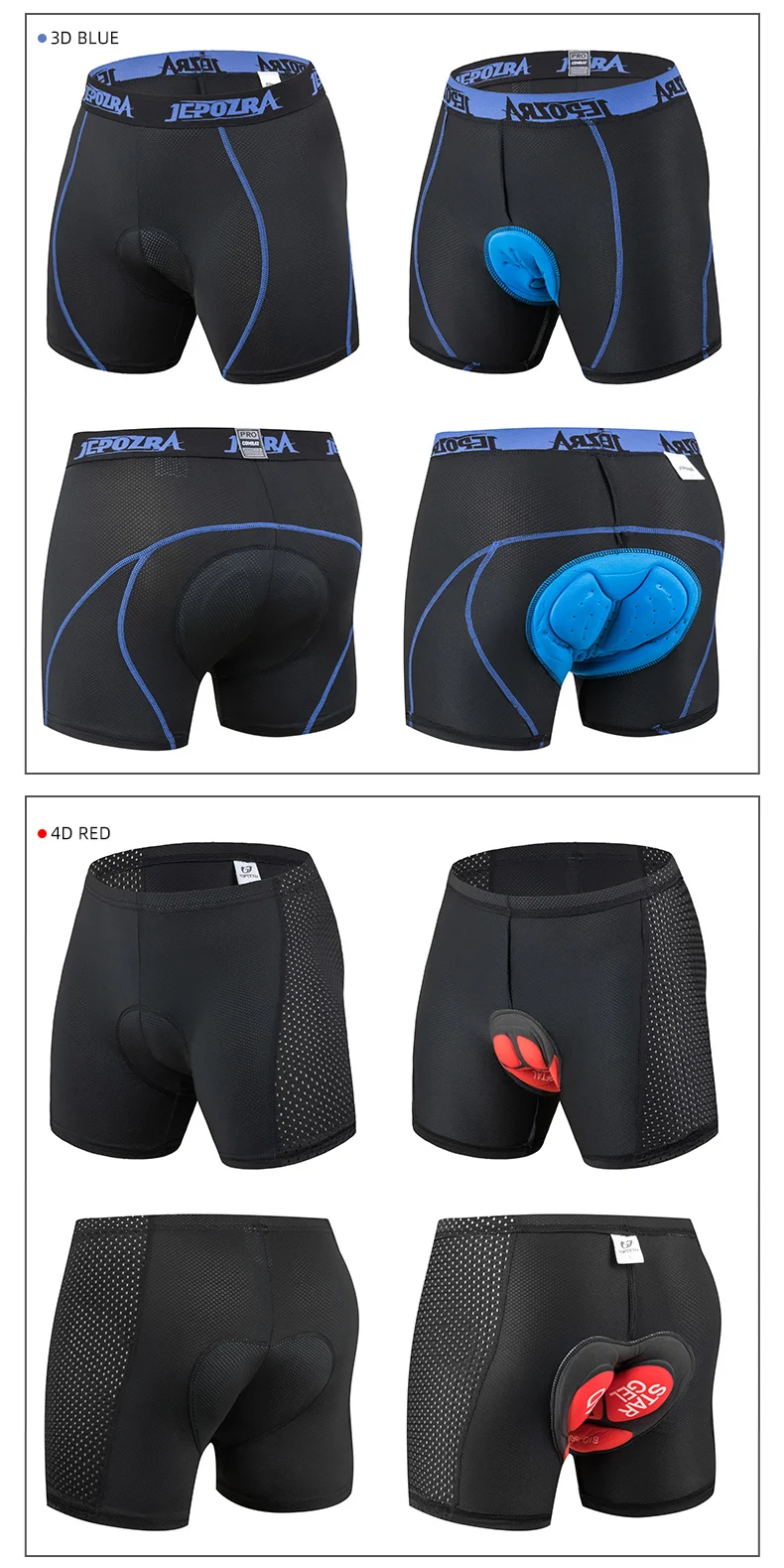 JEPOZRA Guitar Short de cyclisme pour homme, en maille respirante, avec coussin en gel 5D, antichoc, pour VTT