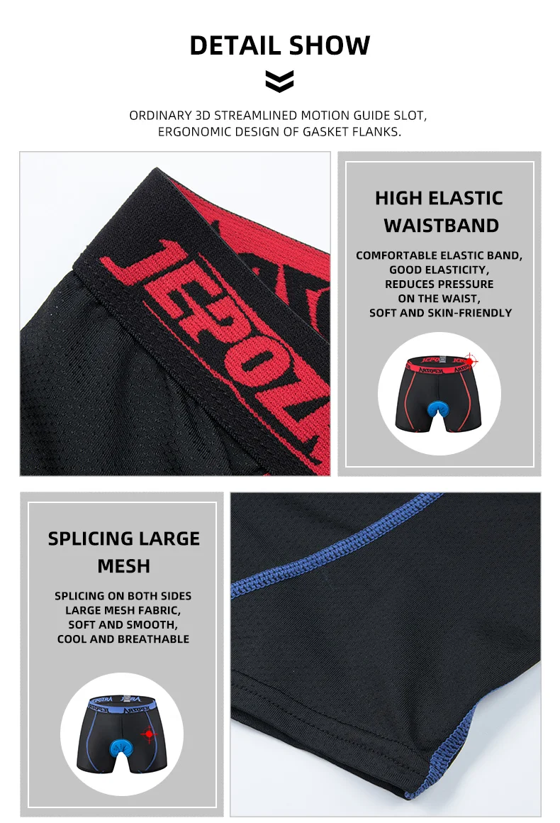 JEPOZRA Guitar Short de cyclisme pour homme, en maille respirante, avec coussin en gel 5D, antichoc, pour VTT