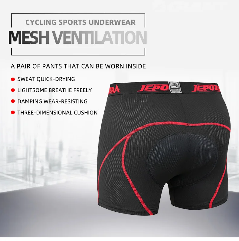 JEPOZRA Guitar Short de cyclisme pour homme, en maille respirante, avec coussin en gel 5D, antichoc, pour VTT