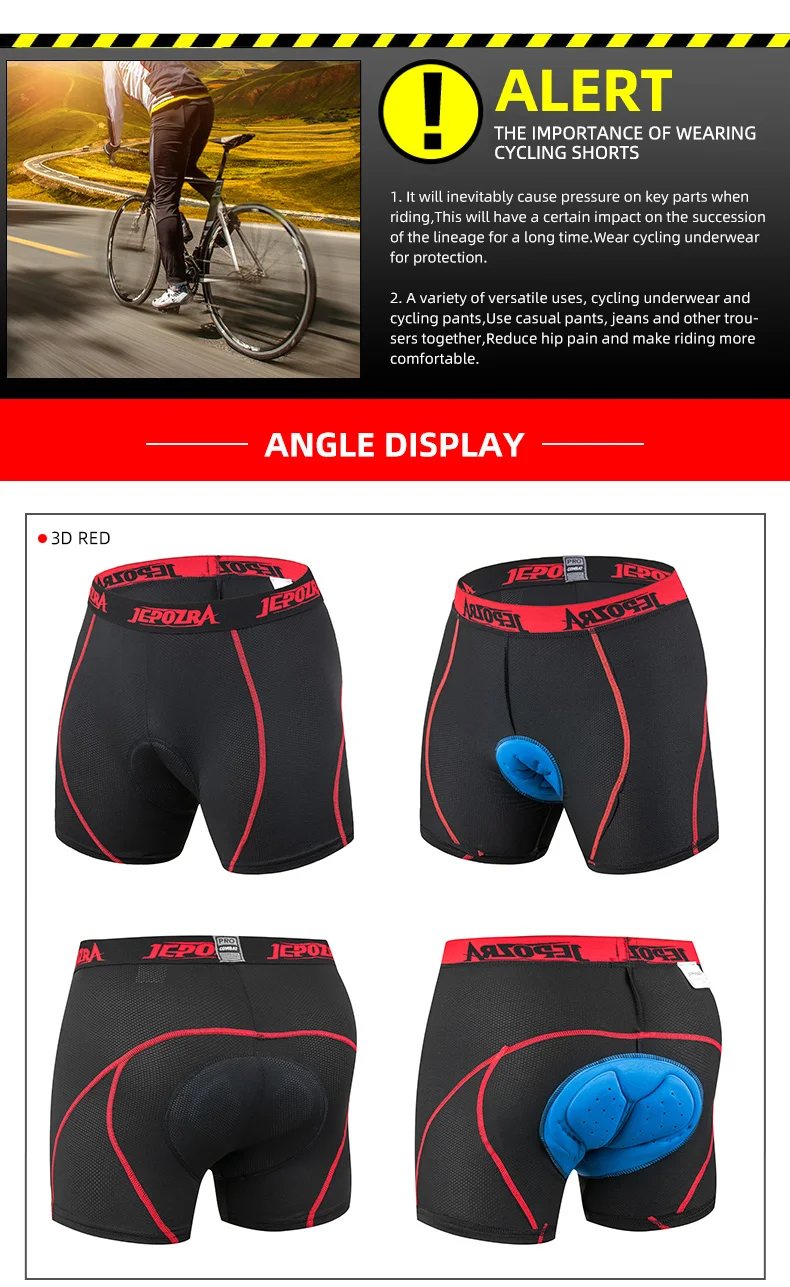 JEPOZRA Guitar Short de cyclisme pour homme, en maille respirante, avec coussin en gel 5D, antichoc, pour VTT