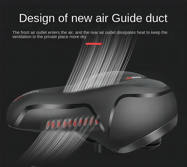 Selle de vélo creuse et respirante pour hommes et femmes, vélo de route VTT, absorbant les chocs, confortable, gros fesses, siège de vélo, avertissement de sécurité