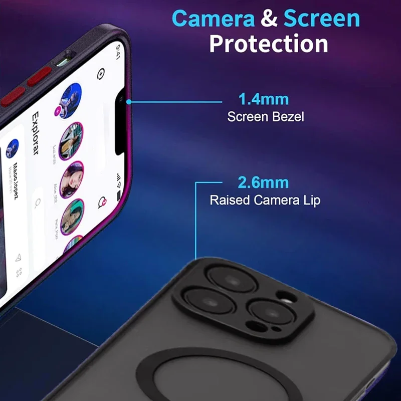 UYUXIO Étui magnétique pour téléphone portable avec support pour iPhone 16 Pro Max 15 14 Plus 13 12 Mini 11 Coque translucide avec béquille