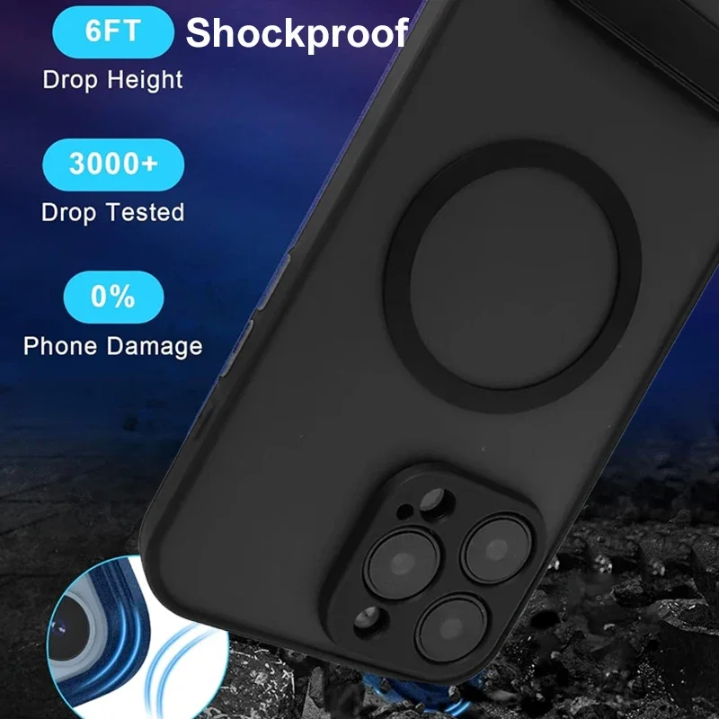 UYUXIO Étui magnétique pour téléphone portable avec support pour iPhone 16 Pro Max 15 14 Plus 13 12 Mini 11 Coque translucide avec béquille