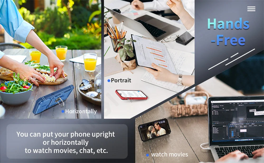 Case For iPhone 16 15 14 13 12 11 Pro XS Max XR Plus Camera Slide Military Grade Armor Protection 360 Degree Rotate Armor Cover