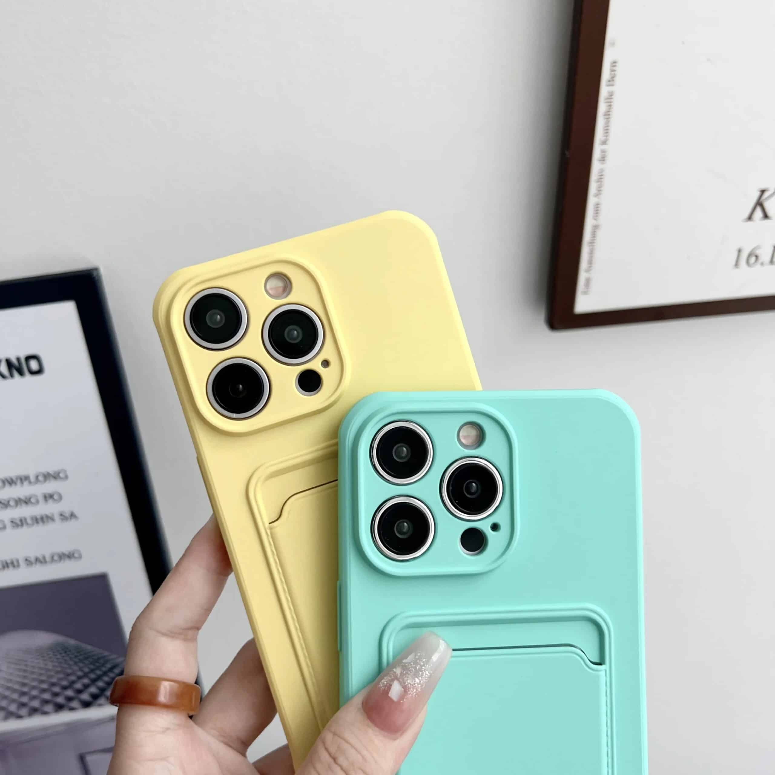 Push Card Bag Slot Holder Wallet Phone Case For iPhone 16 15 14 11 12 13 Pro Max Plus Shockproof Soft Matte Silicone Back Cover