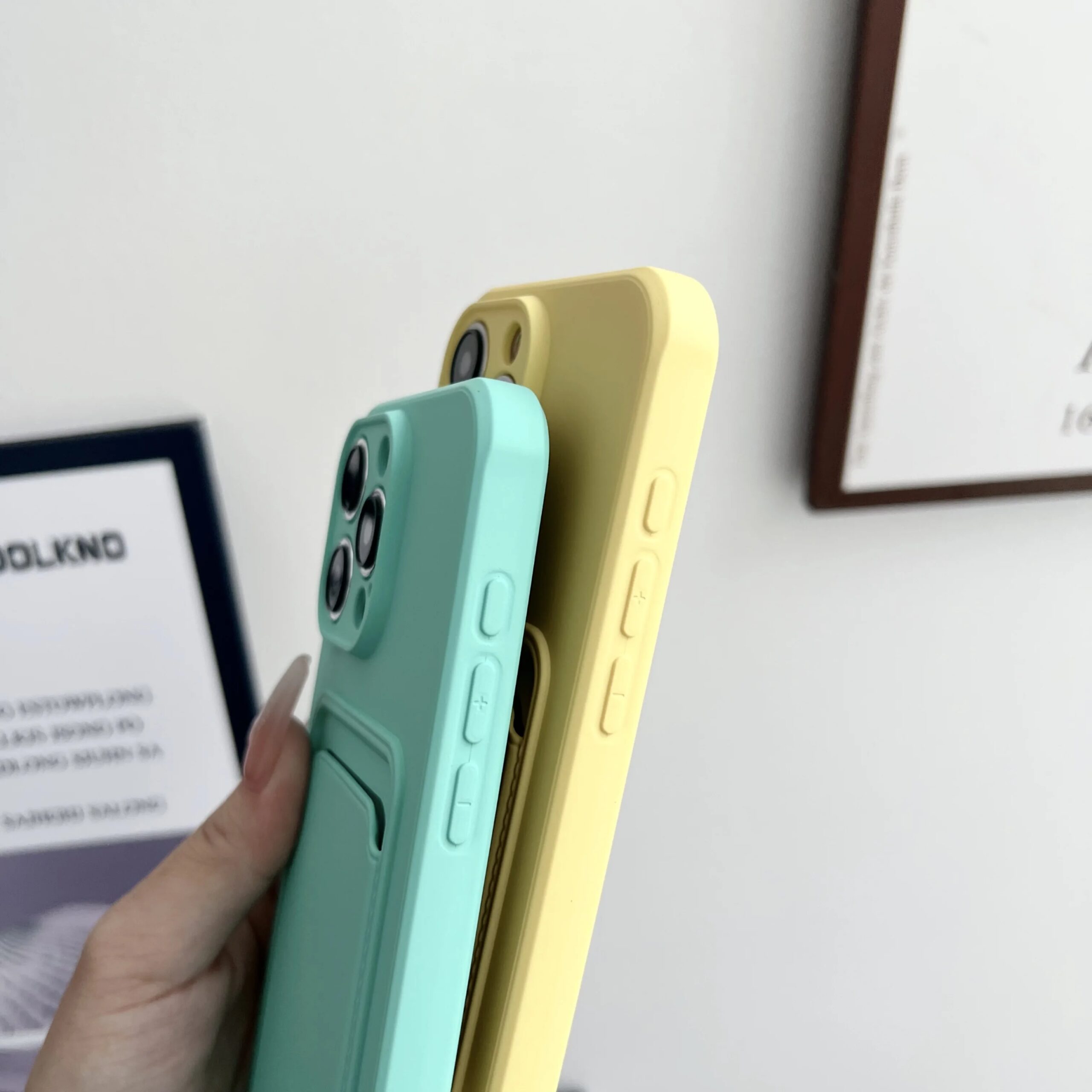 Push Card Bag Slot Holder Wallet Phone Case For iPhone 16 15 14 11 12 13 Pro Max Plus Shockproof Soft Matte Silicone Back Cover