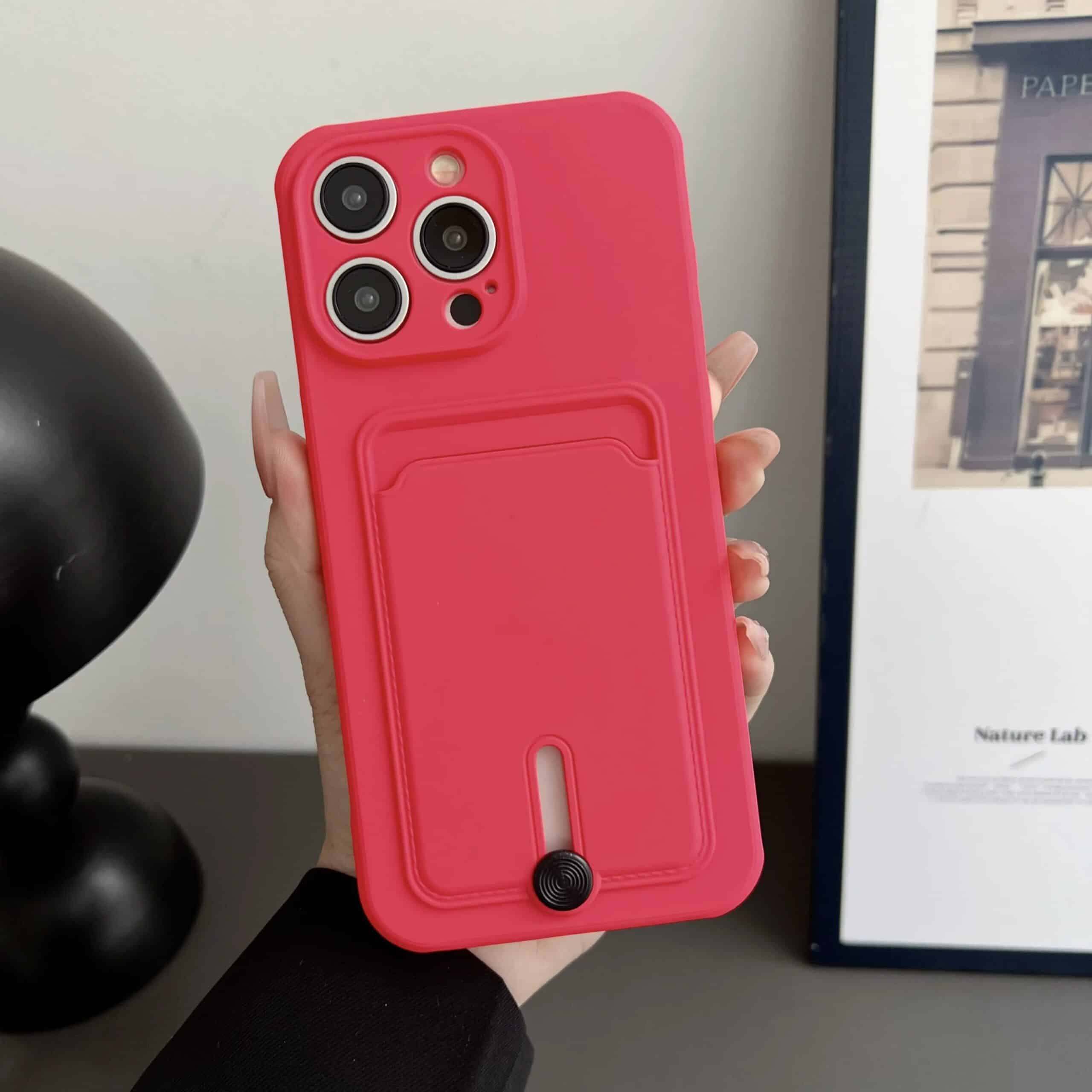 Push Card Bag Slot Holder Wallet Phone Case For iPhone 16 15 14 11 12 13 Pro Max Plus Shockproof Soft Matte Silicone Back Cover