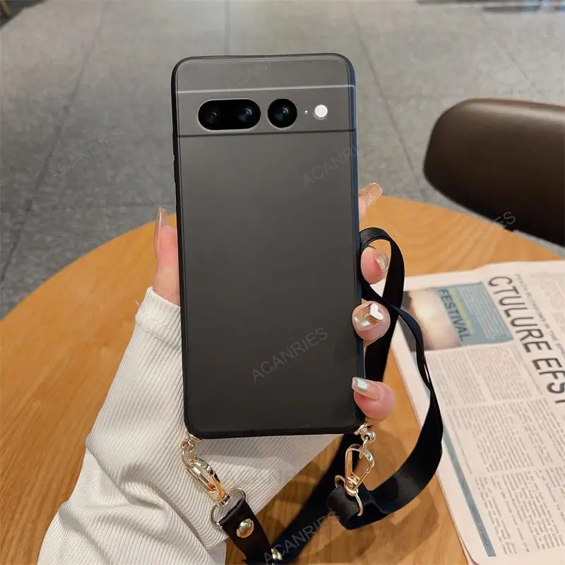 Collier sangle cordon bandoulière lanière étui en silicone liquide pour Google Pixel 8 7 6 Pro 7A 6A couverture arrière sur Pixel7 Pixel6 A 7pro