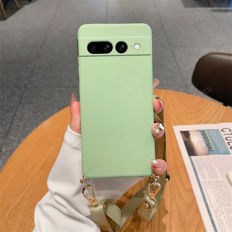 Collier sangle cordon bandoulière lanière étui en silicone liquide pour Google Pixel 8 7 6 Pro 7A 6A couverture arrière sur Pixel7 Pixel6 A 7pro