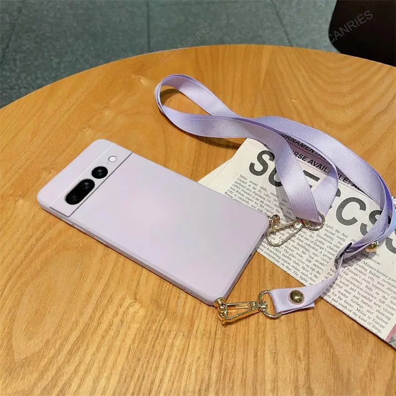 Collier sangle cordon bandoulière lanière étui en silicone liquide pour Google Pixel 8 7 6 Pro 7A 6A couverture arrière sur Pixel7 Pixel6 A 7pro