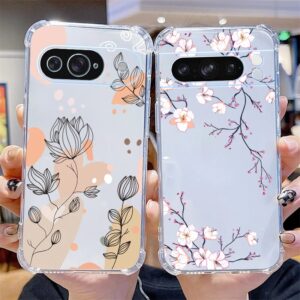 coque transparente à fleurs pour Google Pixel