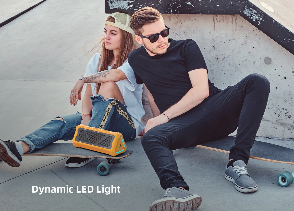 MLOVE P3 haut-parleur Bluetooth extérieur, puissance de sortie 40W haut-parleur Bluetooth 5.3, son stéréo IPX7 étanche, carte Micro SD, lumière RGB