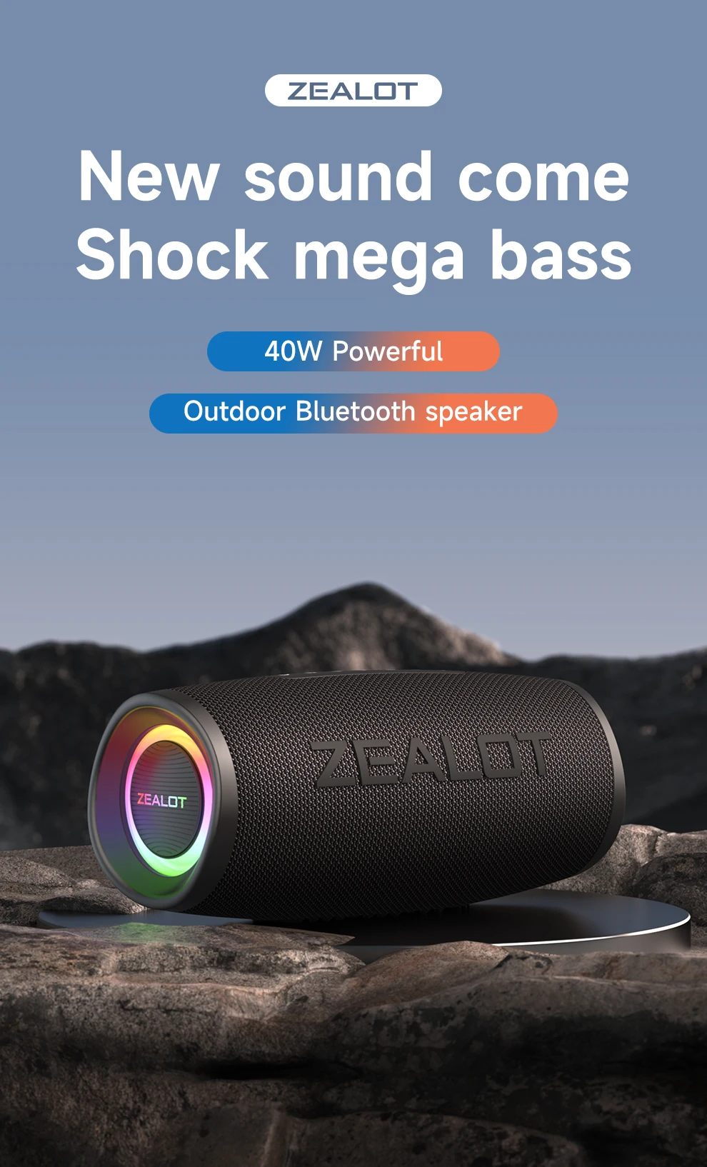 ZEALOT-S56 haut-parleur Bluetooth 40W puissance de sortie haut-parleur Bluetooth avec excellente performance des basses IPX6 étanche Camping en plein air