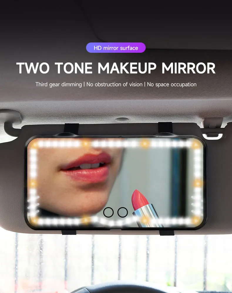 HD miroir voiture LED maquillage miroir pare-soleil plaque intérieur rétroviseur USB Charing réglable écran tactile Auto vanité miroir