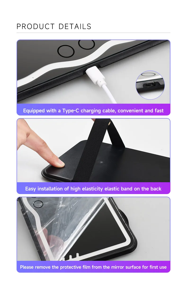 HD miroir voiture LED maquillage miroir pare-soleil plaque intérieur rétroviseur USB Charing réglable écran tactile Auto vanité miroir