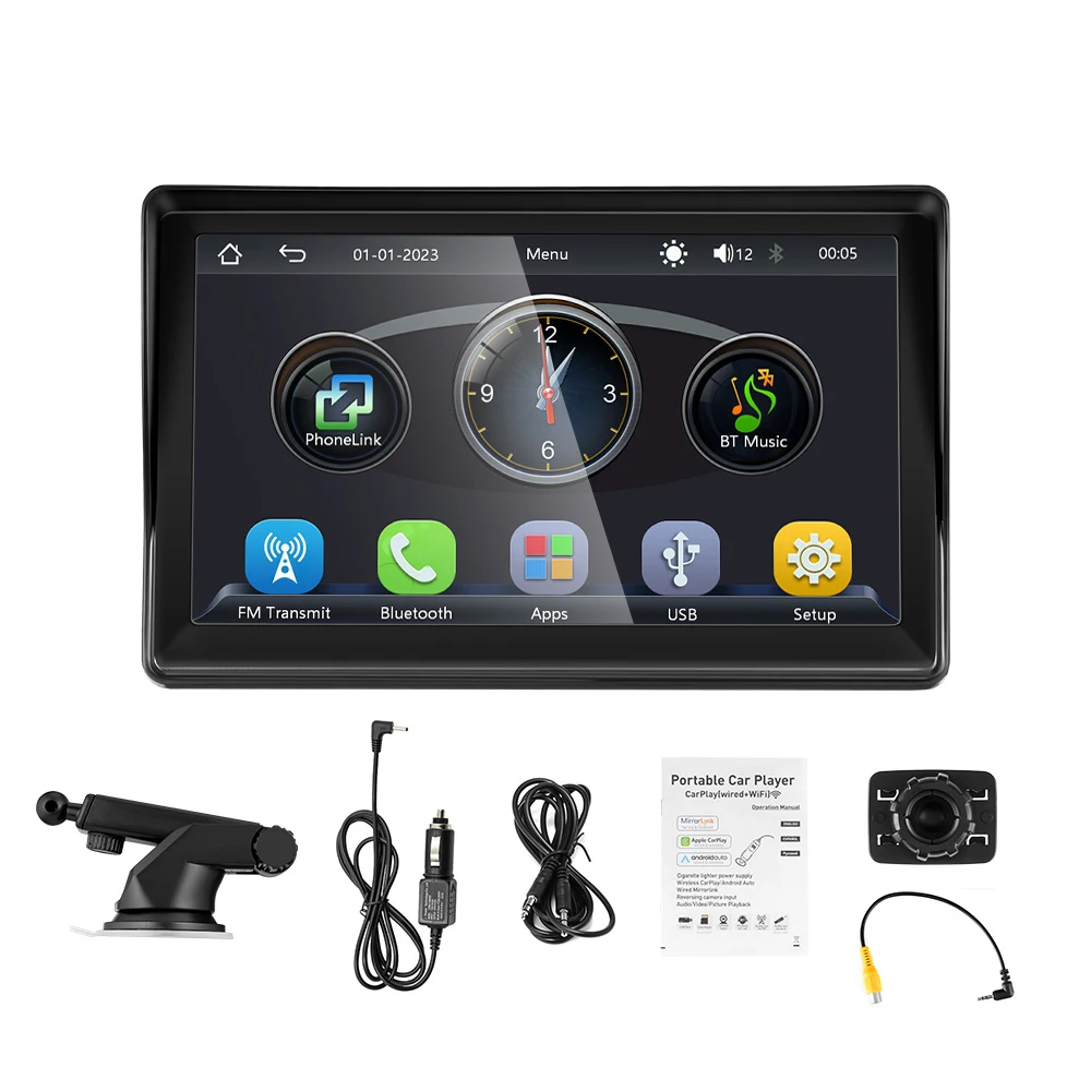 Autoradio Android sans fil avec transmetteur FM, lecteur de limitation stéréo, BT, WiFi, AUX, écran USB, 7 pouces Autoradio Android sans fil avec transmetteur FM, lecteur de limitation stéréo, BT, WiFi, AUX, écran USB, 7 pouces