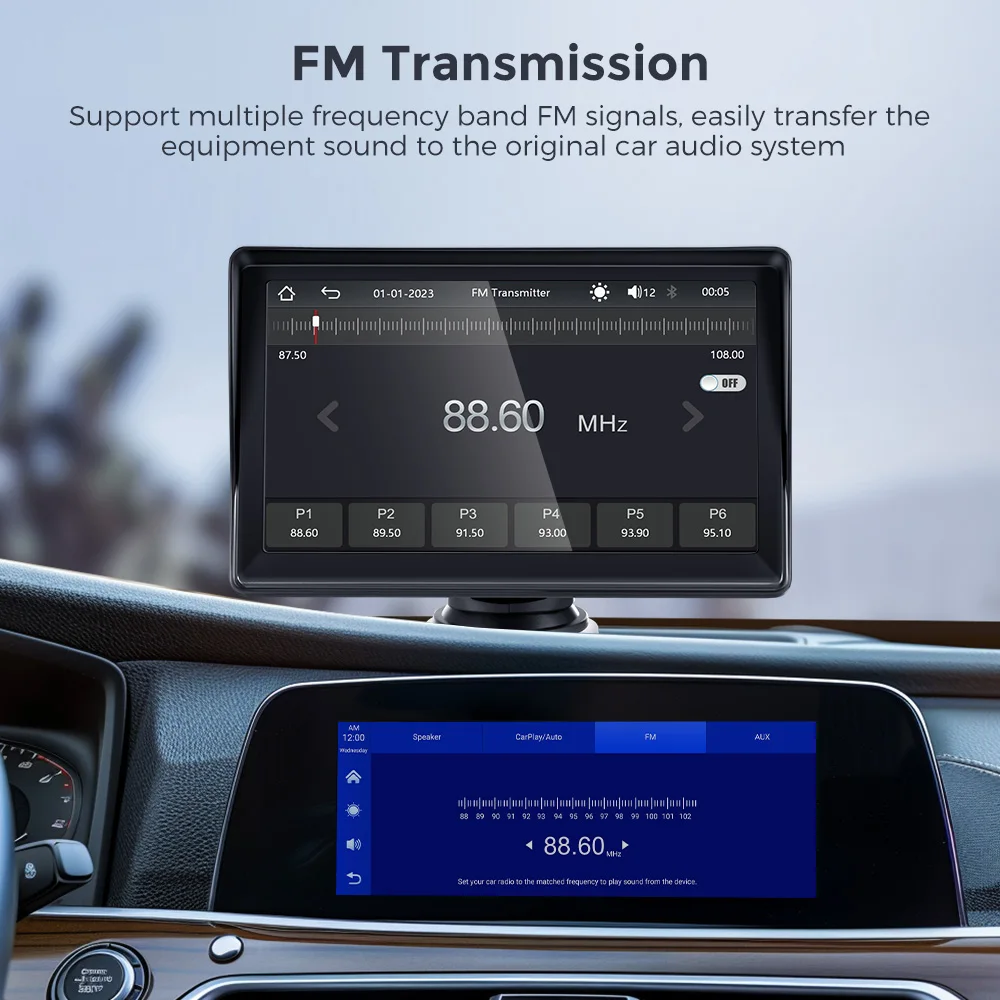 Autoradio Android sans fil avec transmetteur FM, lecteur de limitation stéréo, BT, WiFi, AUX, écran USB, 7 pouces Autoradio Android sans fil avec transmetteur FM, lecteur de limitation stéréo, BT, WiFi, AUX, écran USB, 7 pouces