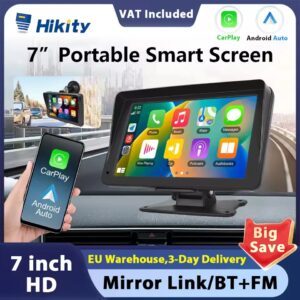 Hikity-Autoradio Carplay sans fil portable, lecteur vidéo MP5, tableau de bord automatique Android, commande vocale pour Nissan, 7 pouces