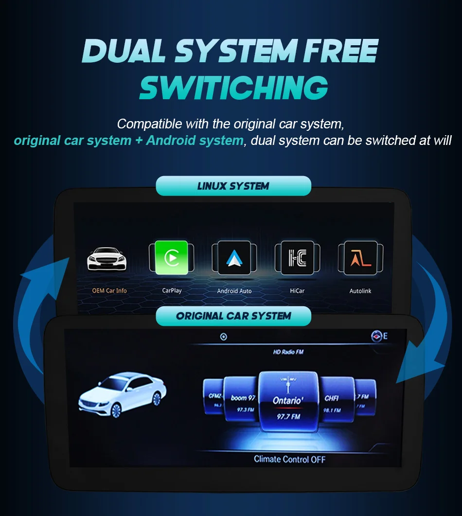 Écran Carplay sans fil pour Mercedes classe C W205 GLC X253 C180 C200 300 350 2015-2018, lecteur multimédia de voiture, Android Auto Radio Écran Carplay sans fil pour Mercedes classe C W205 GLC X253 C180 C200 300 350 2015-2018, lecteur multimédia de voiture, Android Auto Radio