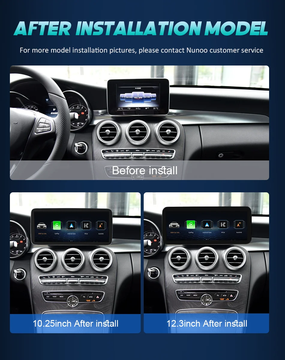 Écran Carplay sans fil pour Mercedes classe C W205 GLC X253 C180 C200 300 350 2015-2018, lecteur multimédia de voiture, Android Auto Radio Écran Carplay sans fil pour Mercedes classe C W205 GLC X253 C180 C200 300 350 2015-2018, lecteur multimédia de voiture, Android Auto Radio