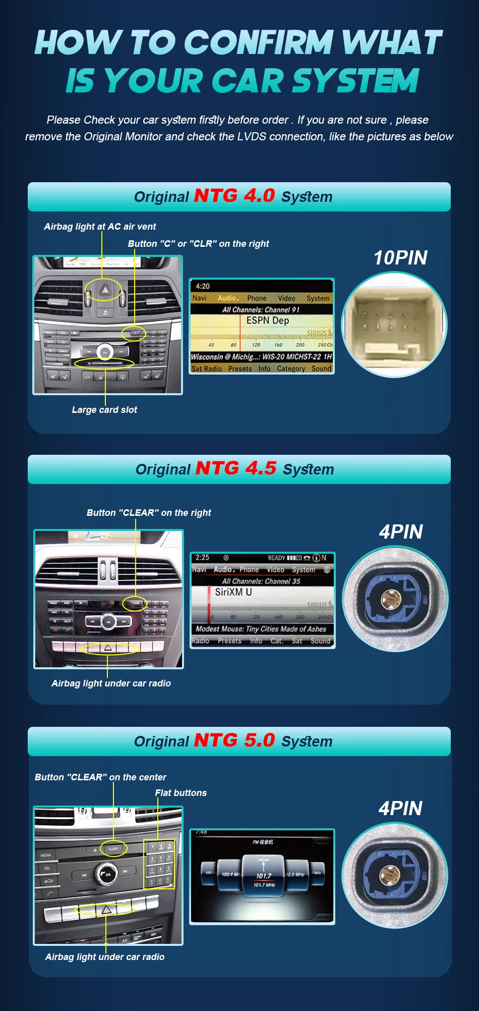 Écran Carplay sans fil pour Mercedes classe C W205 GLC X253 C180 C200 300 350 2015-2018, lecteur multimédia de voiture, Android Auto Radio Écran Carplay sans fil pour Mercedes classe C W205 GLC X253 C180 C200 300 350 2015-2018, lecteur multimédia de voiture, Android Auto Radio