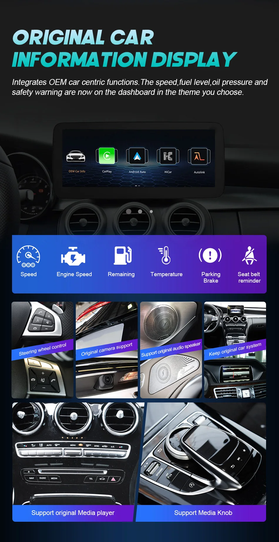 Écran Carplay sans fil pour Mercedes classe C W205 GLC X253 C180 C200 300 350 2015-2018, lecteur multimédia de voiture, Android Auto Radio Écran Carplay sans fil pour Mercedes classe C W205 GLC X253 C180 C200 300 350 2015-2018, lecteur multimédia de voiture, Android Auto Radio