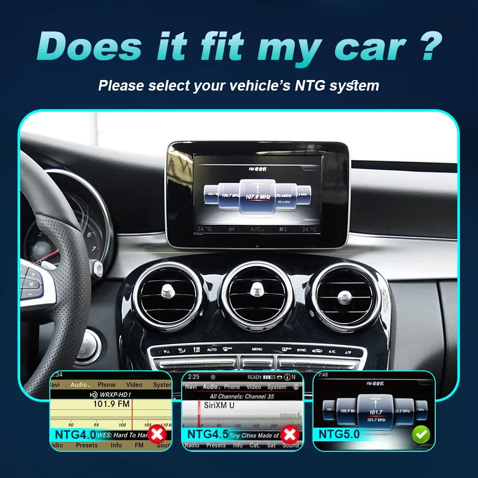 Écran Carplay sans fil pour Mercedes classe C W205 GLC X253 C180 C200 300 350 2015-2018, lecteur multimédia de voiture, Android Auto Radio Écran Carplay sans fil pour Mercedes classe C W205 GLC X253 C180 C200 300 350 2015-2018, lecteur multimédia de voiture, Android Auto Radio