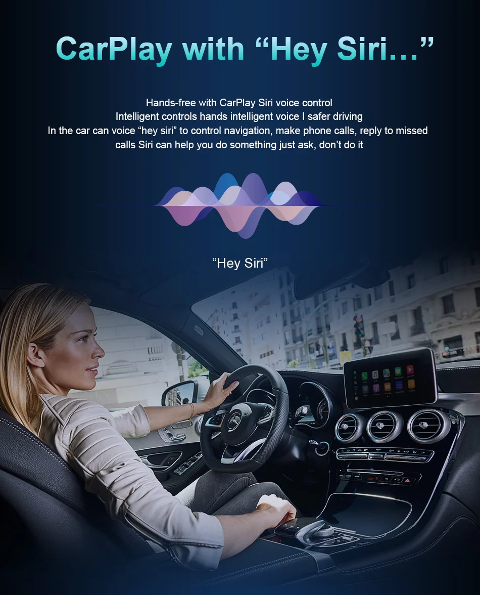 Écran Carplay sans fil pour Mercedes classe C W205 GLC X253 C180 C200 300 350 2015-2018, lecteur multimédia de voiture, Android Auto Radio Écran Carplay sans fil pour Mercedes classe C W205 GLC X253 C180 C200 300 350 2015-2018, lecteur multimédia de voiture, Android Auto Radio