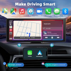 Carplay portable universel pour écran de voiture, écran Carplay sans fil stéréo de voiture sans fil avec Carplay Android Auto, écran tactile de voiture