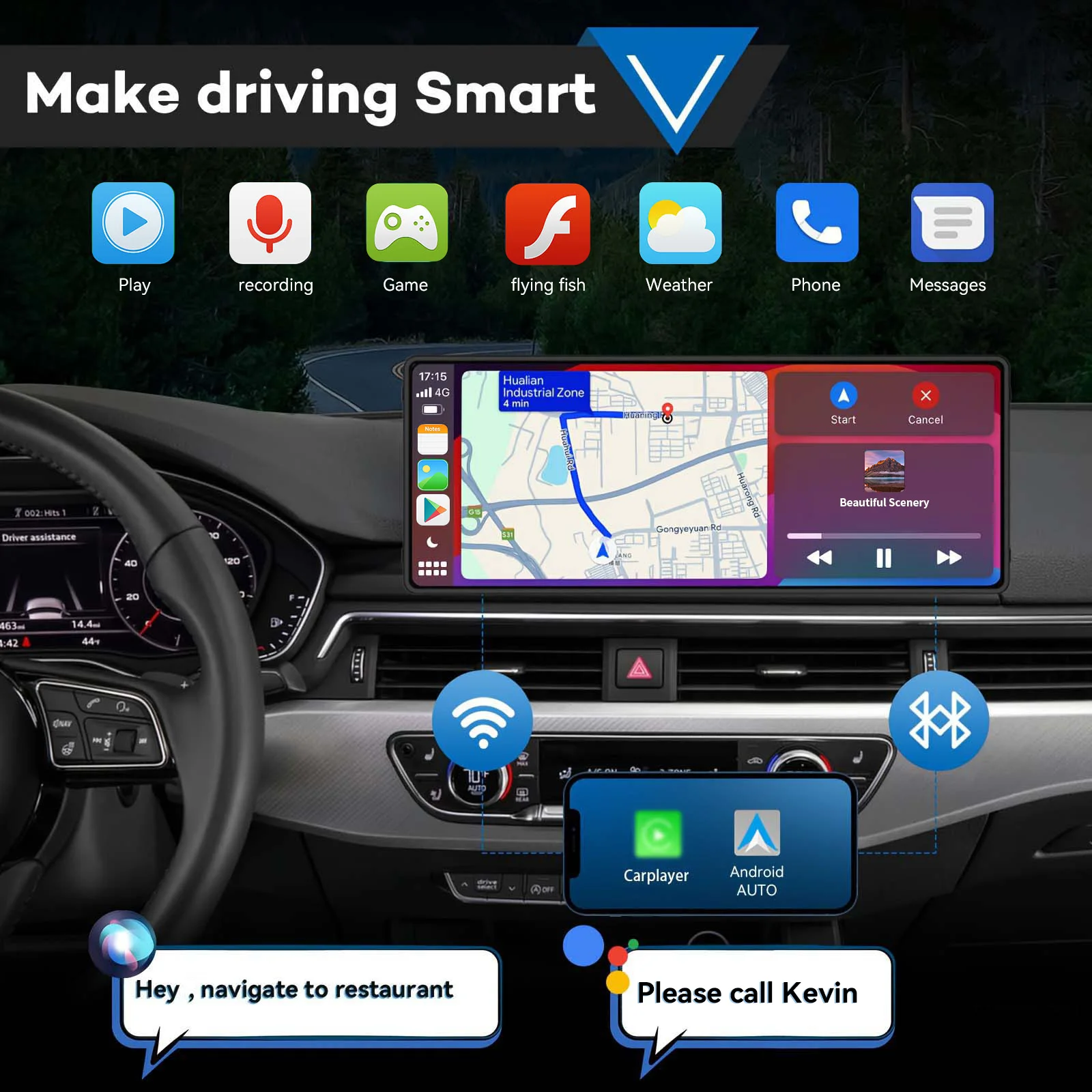 Carplay portable universel pour écran de voiture, écran Carplay sans fil stéréo de voiture sans fil avec Carplay Android Auto, écran tactile de voiture Carplay portable universel pour écran de voiture, écran Carplay sans fil stéréo de voiture sans fil avec Carplay Android Auto, écran tactile de voiture